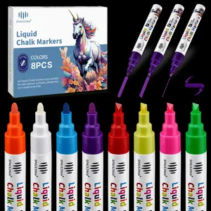 Liquid Chalk Markers Pens with 6mm Reversible Tips, Dry Erase & Wet Erase Markers, Neon Chalk Marker Pen for Blackboard, Whiteboard, Chalkboard Signs, Mirror, Glass, Window, Cars