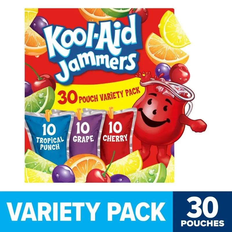 Kool Aid Variety Packwith Punch, Grape &Cherry Kids Drink 0% Juice Box Pouches