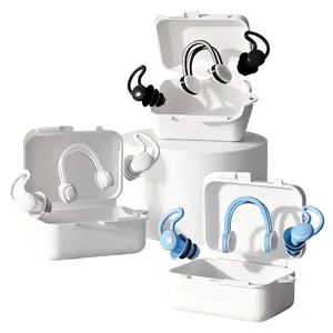 Waterproof Swimming Earplugs & Nose Clip Set - Silicone Ear Plugs with Nose Clips , Waterproof Pool Accessories for Diving, Surfing & All Water Sports with Storage Case, Multiple Colors