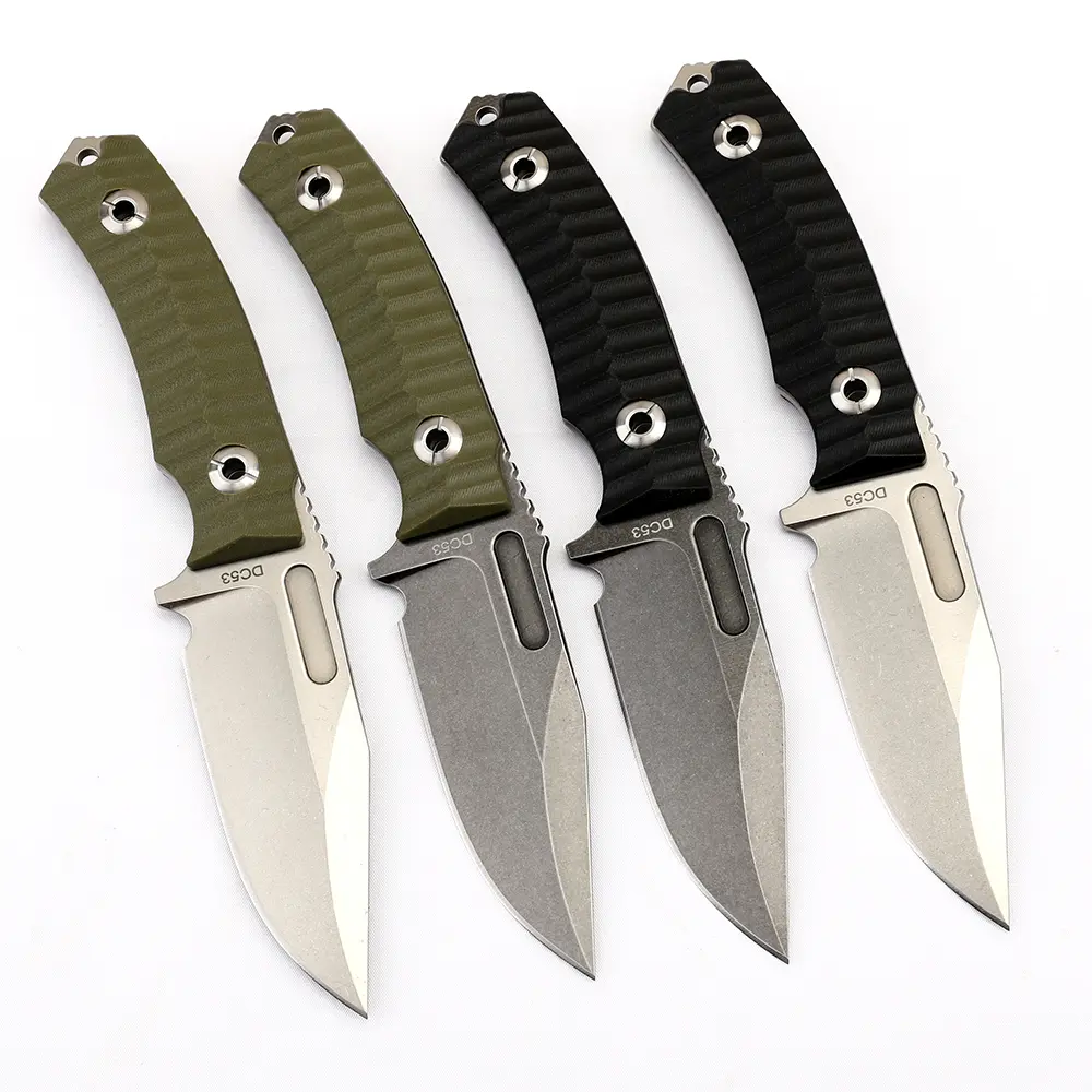 Fixed Blade Knife, Compact Straight Edge Bushcraft Tool, 10.3cm DC53 Steel Blade, G10 Lightweight Grip, Kydex Zizi Sheath for EDC & Outdoor Camping Survival, Edc Survival Tool, Outdoor Survival Equipment