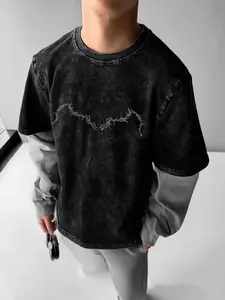 Comfortable Cotton Fabric Colorblock Hoodie Sweatshirt, Loose Fit Gold Print, Casual Street Style, Fall & Winter Fashion, Must-Have for Trendsetters