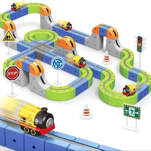 Magnetic Train Set with Electric Train, Beautiful Gift Box, Educational and Fun Parent-Child Interaction, Suitable for 3+, Boys & Girls