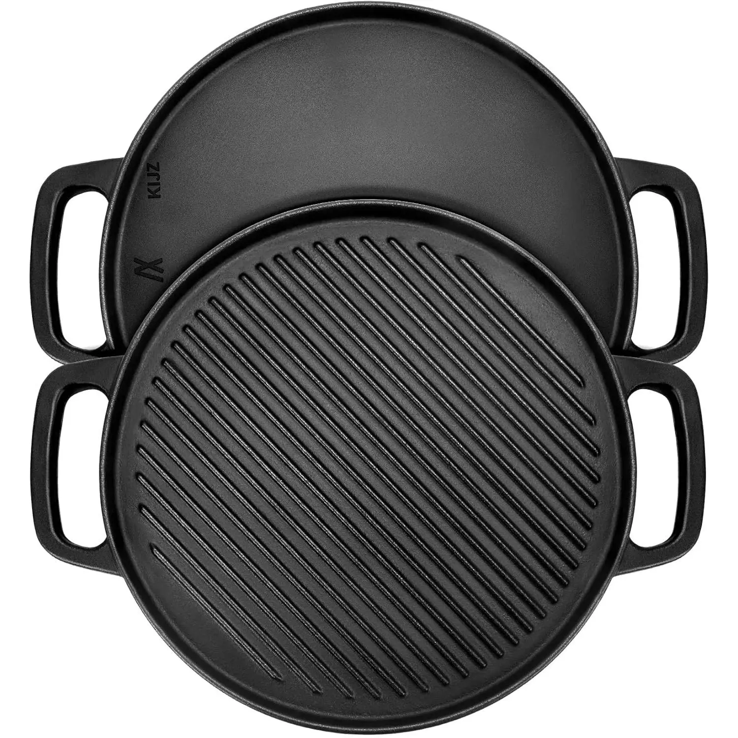 Cast Iron Reversible Griddle, 12 inch Griddle Pan for Stove Tops, Gas Grills and Outdoor Cooking, Double-sided Griddle Plate with Baking Flat and Ribbed