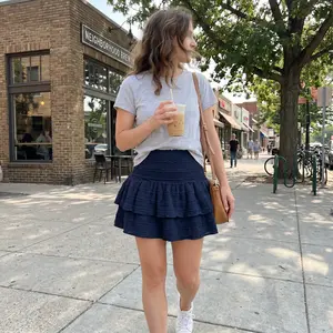 High Waisted Tiered Ruffle Mini Skirt Women Smocked Elastic Waist Frill Skater Skirts Y2K Boho Casual Summer Beach Vacation Coquette Skirt