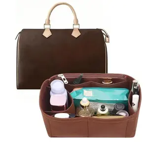 Felt Purse Inserts for Speedy 25-35, Handbag Inner Bag, Travel Organization Pouch, Makeup Travel Purse Storage Tote Bag, Bag Organizer Insert, Purse Organizer Insert for Luxury Handbag & Tote Bag, Prevent deformation ! !