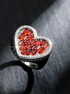 New Street Style Heart Cluster Ring, Heart Design Ring, Copper Finger Ring, Hip Hop Fashion Accessory, Perfect for Daily Wear