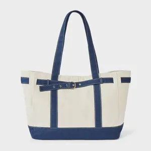 Canvas Large Belted Tote Bag - Universal Thread Blue