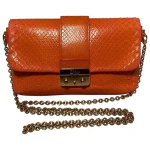 Pre-owned CHRISTIAN DIOR Python Snakeskin mini bags Orange Python Miss Dior Small Flap Bag