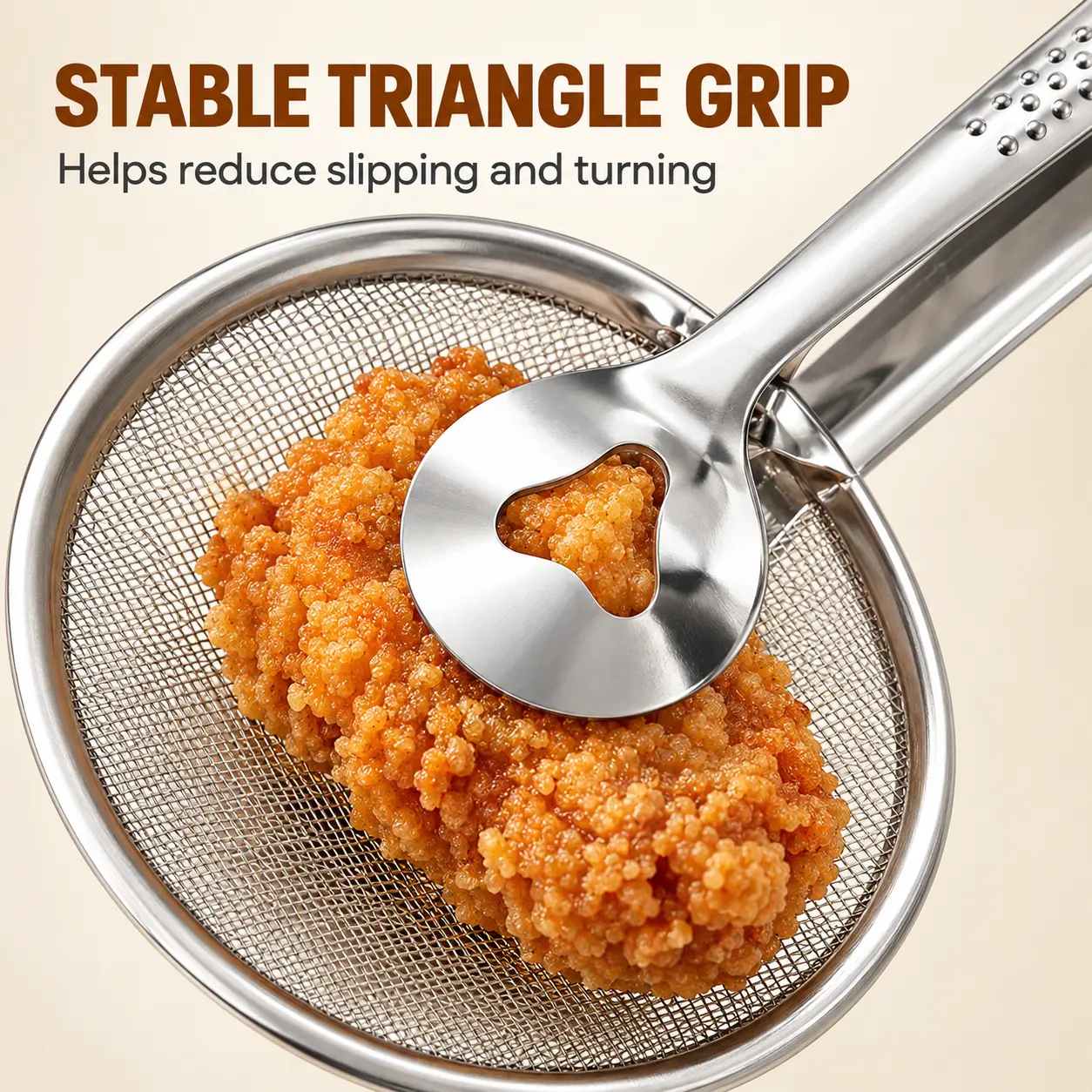 2-in-1 Stainless Steel Strainer Tongs, Fine Mesh Skimmer Spoon Clip, Heat-Resistant Kitchen Tool for Frying, Hot Pot, Dumplings, Noodles & Oil Draining