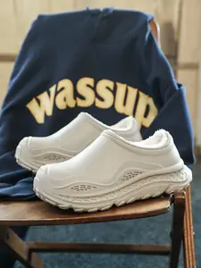 Cute Cartoon Couple Slippers, Thick Sole Cotton Slides, Warm Fuzzy Indoor & Outdoor Shoes, Anti-Slip Rubber Sole, All Seasons, Non Slip Slippers