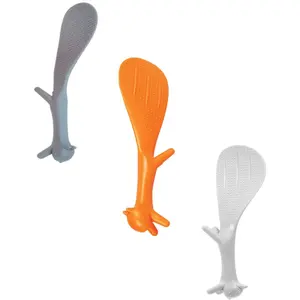 3 Piece Non-stick Lovely Squirrel Shape Standing Rice Spoon Creative Household Kitchen Tools Gray White Orange