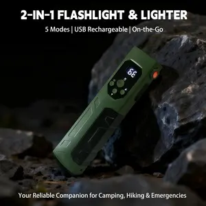 EDC Flat Flashlight Rechargeable Portable Pocket Flash Light with Digital Display White LED UV and Green Beam for Outdoor Emergency Working