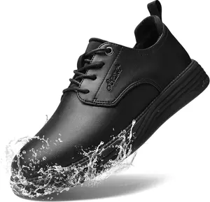 Non Slip Work Shoes for Men Waterproof Oil Resistant Slip On Lightweight for Food Service Kitchen Chef Restaurant Classic Casual Walking Dress Shoes