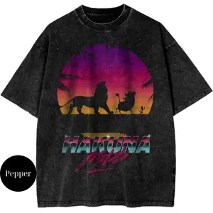 Hakuna Matata The Lion King Animated Streetwear Vintage Unisex T-Shirt, Unisex Cotton Crewneck T-Shirt - Medium, Short Sleeve, Casual Streetwear Printed Tee