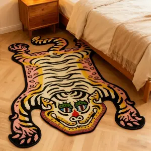 Tiger pattern rug, Animal print rug, 1 piece, pink tiger living room rug, soft and comfortable bedside rug, home décor, suitable for living room, bedroom, balcony