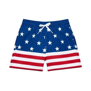Boy's American Flag Stretch Swim Trunks