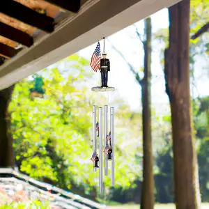 23" Long US Marine with US Flag Round Top Wind Chime
