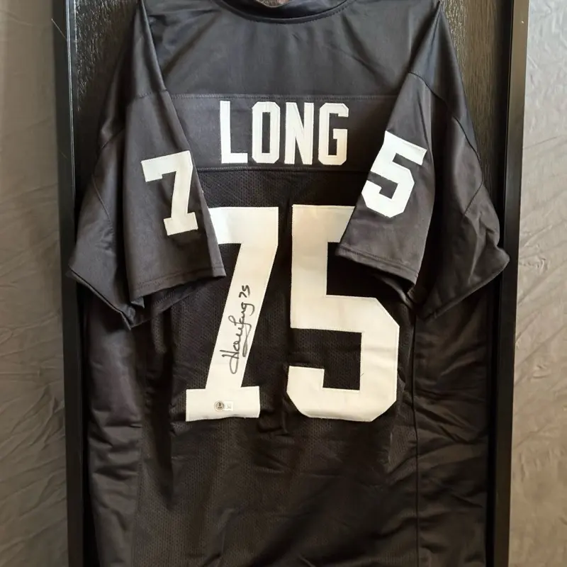 Howie Long Autographed Black and Silver Raiders Football Jersey #75 - Authentic Beckett Certified Sports Memorabilia
