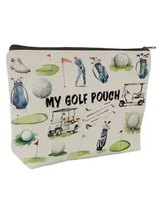Golf Themed Makeup Bag, Cartoon Design, Zipper Storage Bag, Ideal Gift for Golf Enthusiasts, Fun Golf Accessory Bag, All Seasons
