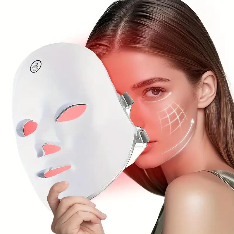 USB Rechargeable 7-Color Light Therapy LED Face Mask, Suitable for Daily Facial Use - Facial Skincare Tool