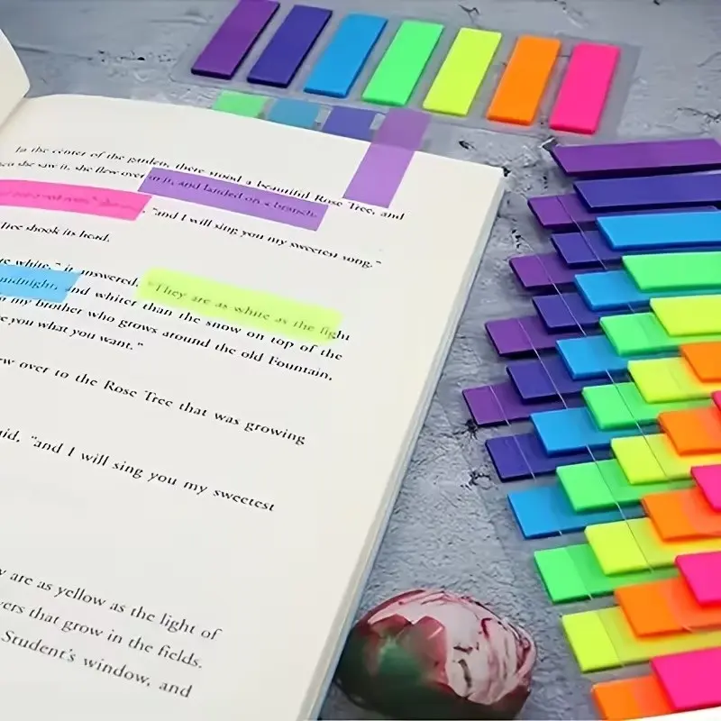 140 Sheets (7 Colors) Transparent Writable Sticky Notes, Clear Page Markers Stickers, Sticky Labels, Index Dividers, Adhesive Tabs for Student Reading, Bookmarks, Office Supplies & Stationery Use, Writing Surface, Highlighting