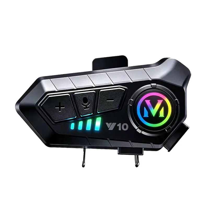Motorcycle Helmet Bluetooth Intercom Headset, 2-Way Rider Communication System with Wind Noise Reduction, HD Calls, Weather Resistance, Hi-Fi Bass Music, GPS Voice Prompts, Auto Answer for Riding