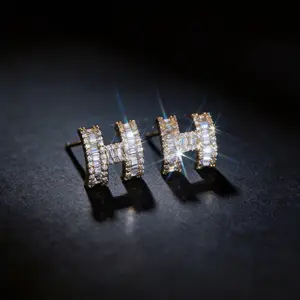 Hypoallergenic zirconia stud earrings, sparkling letter earrings with cubic zirconia stones, a light luxury gift for her, bridesmaid favors, suitable for graduation, birthdays, and personalized occasions. studs  for prom