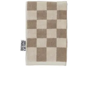Bathing Culture Bathhouse Check Organic Hand Towel in Oak