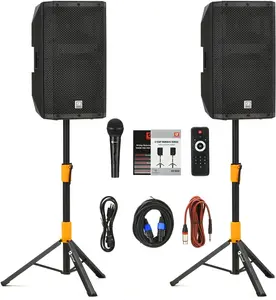 EXOTON C-12AP 12" Professional Dual Powered PA Speakers, 1500W Active&Passive PA System with LCD Color Screen, Bluetooth, TWS, 7 DSP Modes, Microphone/Tripods/Remote Control//USB/, Indoor Outdoor