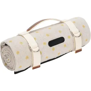 Picnic Outdoor Blankets  Lare - Beach Mat Sand Free Foldable with Carry Strap | Portable Campin Blanket | Park Blanket for rass Park, Hikin, Travel, Concerts, Indoor (Yellow Flower)