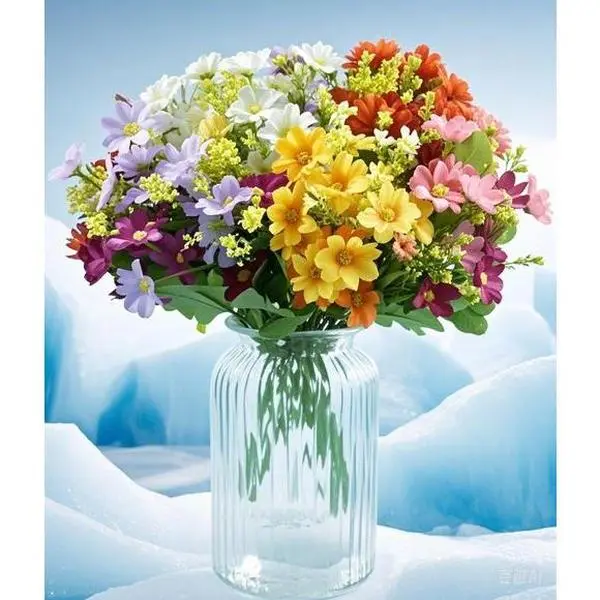 Adjustable Hyperrealism Silk Fabric Daisy Bouquets - Reusable Blooms with Vibrant Petals, Indoor Home Kitchen Decor, Wedding Party Table Centerpieces, Spring Summer Artificial Flower Ornaments, Flowers