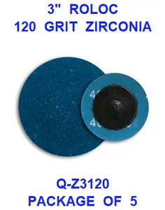 3  INCH  ZIRCONIA  ROLOC  120  GRIT  (5PACK)