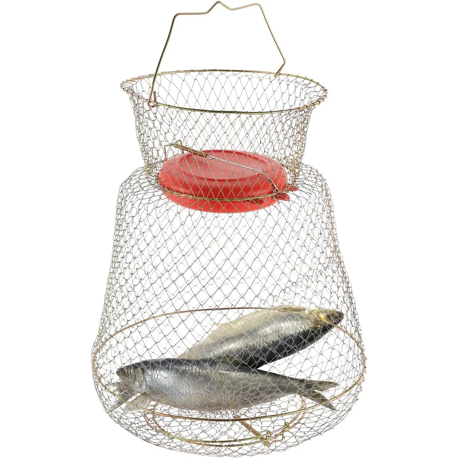 Floatable Galvanized Steel Wire Fish Baskets, Collapsible Floatable Wire Fish Baskets,Portable Fishing Basket Fishing Net Cage (1)