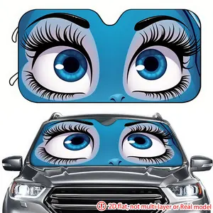 1pc blue eye cartoon image car sun visor 2D high-definition printing, car sun visor effectively blocks sunlight, suitable for SUV, truck, RV front windshield decoration