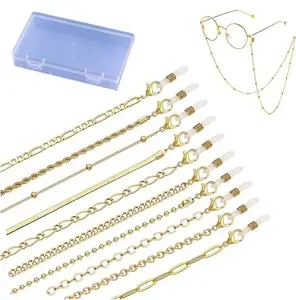 10PCS Eyeglass Chains String Holders for Women Men Gold Link Necklace Around Neck Glasses Mask Chain Lanyard Eyewear Retainer Accessory Chain