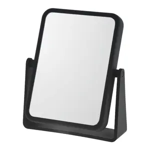 Creations 6.75-Inch Magnifying Vanity Makeup Mirror Rectangular Soft Touch Finish with 7X Magnification and 360 Swivel, Black