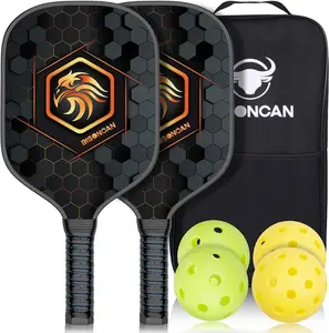 Pickleball Paddles - Pickleball Balls Set with 4 Wood or 2 Fiberglass Paddles Set, Pickleball Rackets Set with Ergonomic Cushion Grip Indoor & Outdoor Pickleball Balls & Carry Bag