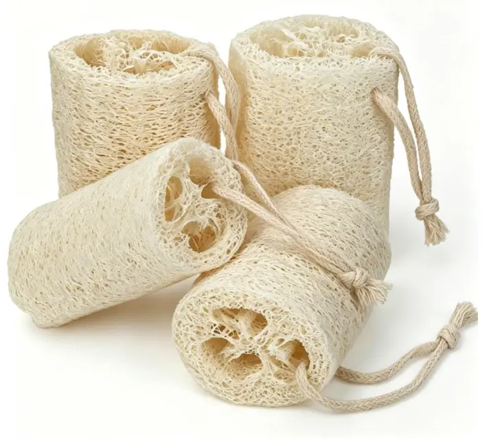 pisdoplop Natural Loofah Exfoliating Body Sponge Scrubber, 4 inch-Long Organic Loofa Luffa Plant-Based for Men & Women Skin Care Bath Shower Cleaning, Natural Sponges for Dishes