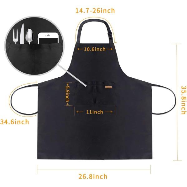 2 Pack Black Adjustable Bib Cooking Apron Waterdrop Resistant with 2 Pockets Aprons for Men Women - Suit for Kitchen And Outdoor BBQ (35.8IN x 26.8IN Black) 2 Pack Black Adjustable Bib Cooking Apron Waterdrop Resistant with 2 Pockets Aprons for Men Women - Suit for Kitchen And Outdoor BBQ (35.8IN x 26.8IN Black)