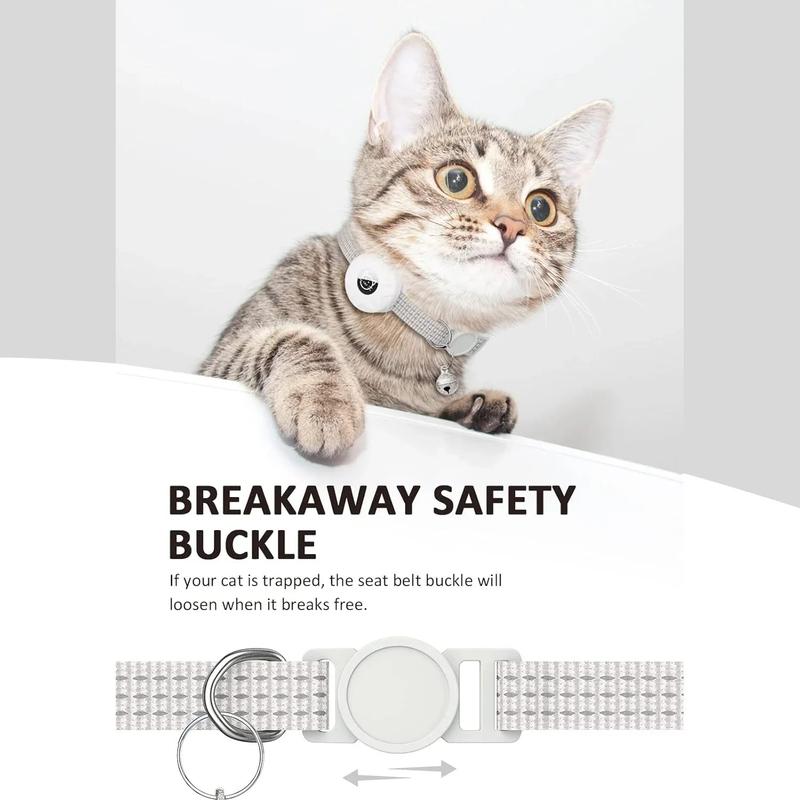 Collar (Tracker) - Apple AirTag Cat Collar,Air Tag Pet Collar with airtag Holder and Bell Reflective GPS Kitten Collar for Girl Boy Cats gatos pet accessory night safety cat collar dog chain