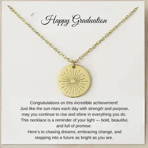 Personalized Graduation Sun Necklace – Sterling Silver Inspirational Jewelry Gift for Her