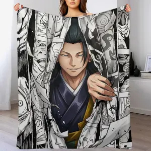 Jujutsu Kaisen Suguru Geto Manga Collage Anime Throw Blanket, Soft Flannel Geto Blanket, Cozy Anime Decor for Couch Bed, Anime Lover Gift