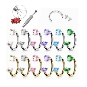 16-20G 0.8-1.2MM Small Size Titanium Internal Thread Horseshoe Septum Nose Ring Circular Barbell Helix Snug Tragus Rook Daith Earrings