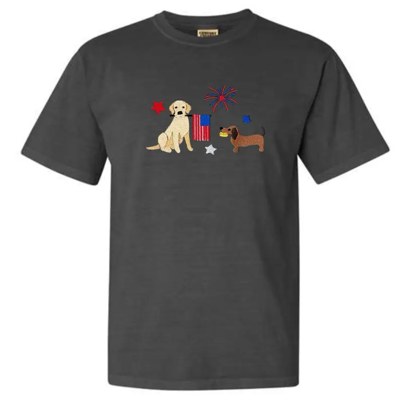 USA doggies embroidered Fourth of July comfort colors T-shirt USA doggies embroidered Fourth of July comfort colors T-shirt