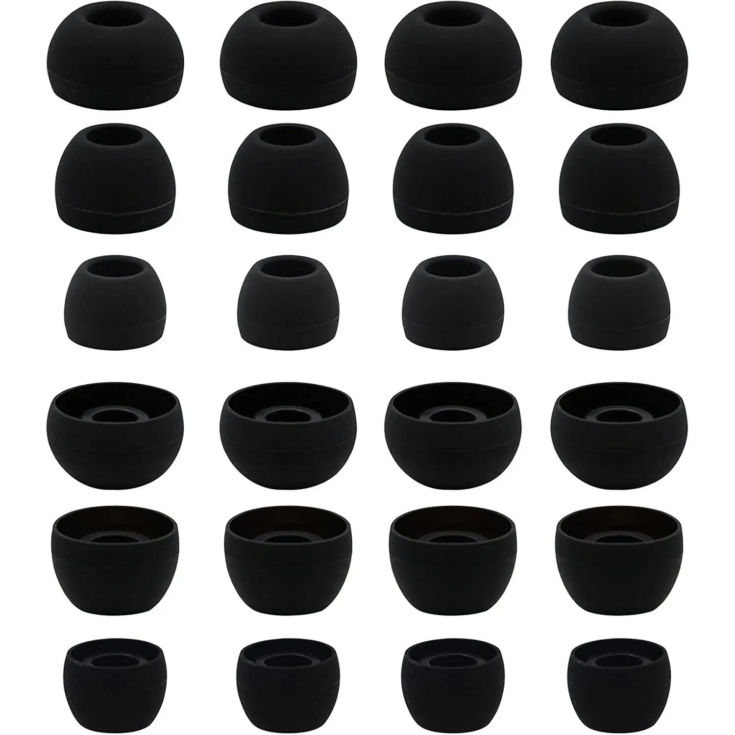 X-HPS02 Silicone Replacement Earbud Tips (12 Pairs, S/M/L, Black) - Compatible with Skullcandy Sesh Evo, Headphones & 3.8mm-5.5mm Nozzle Earphones, Audio Accessories