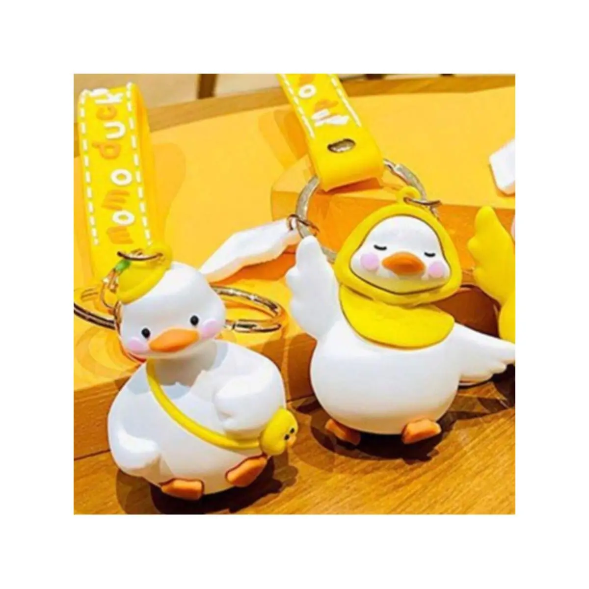Cartoon Little Yellow Duck Keychain, Cute Couple Exquisite Bag & Car Keychain Pendant, Small Gift.- 2PC Set