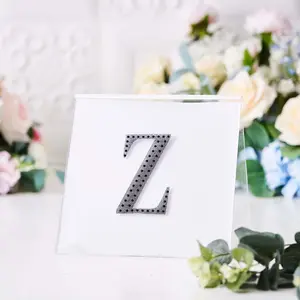 Decorative Rhinestone Alphabet "Z" Letter Stickers 4", Black Glitter Adhesive Craft Letters - DIY Sparkle Embellishments