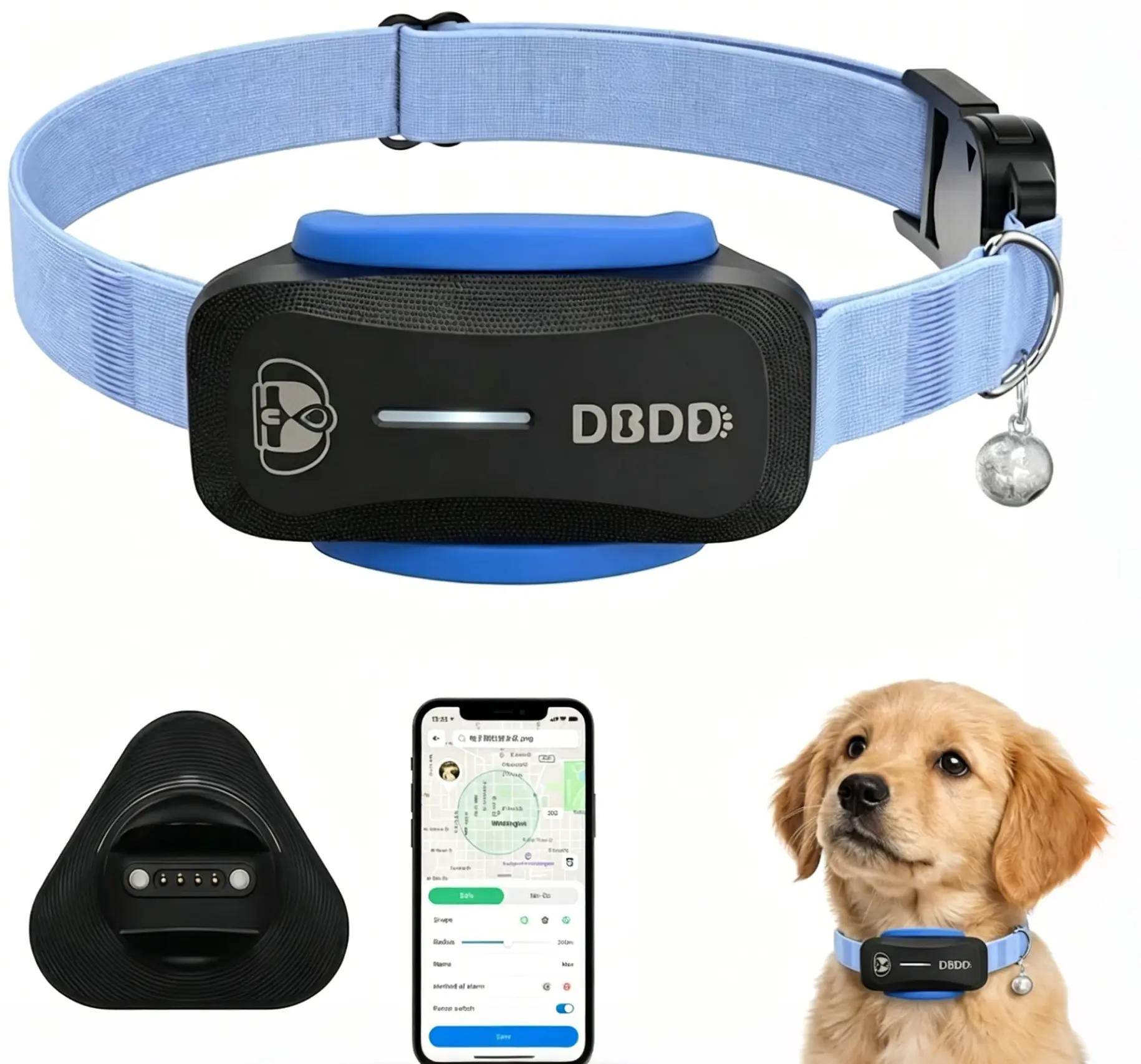 AI Pet Health Monitor GPS Collar DBDD | Real-Time Mood & Sleep Activity Tracking, IP67 Waterproof Smart Geo-Fence Anti-Lost Training Collar for Dogs