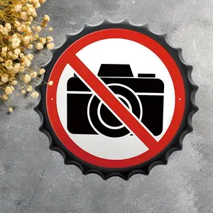 Vintage Beer Bottle Cap Warning Sign, Metal Tin Wall Art for Indoor Outdoor, Easy Hang Retro Cap Decoration for Home Kitchen Man Cave