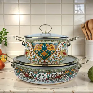 Vintage floral series enamel stew pot, household soup pot, large-sized seafood pot, Dutch oven pot, gas electric stove, universal boutique kitchenware